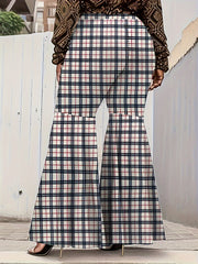 Women's Plus Striped Print Flared Leg Stretch Trousers