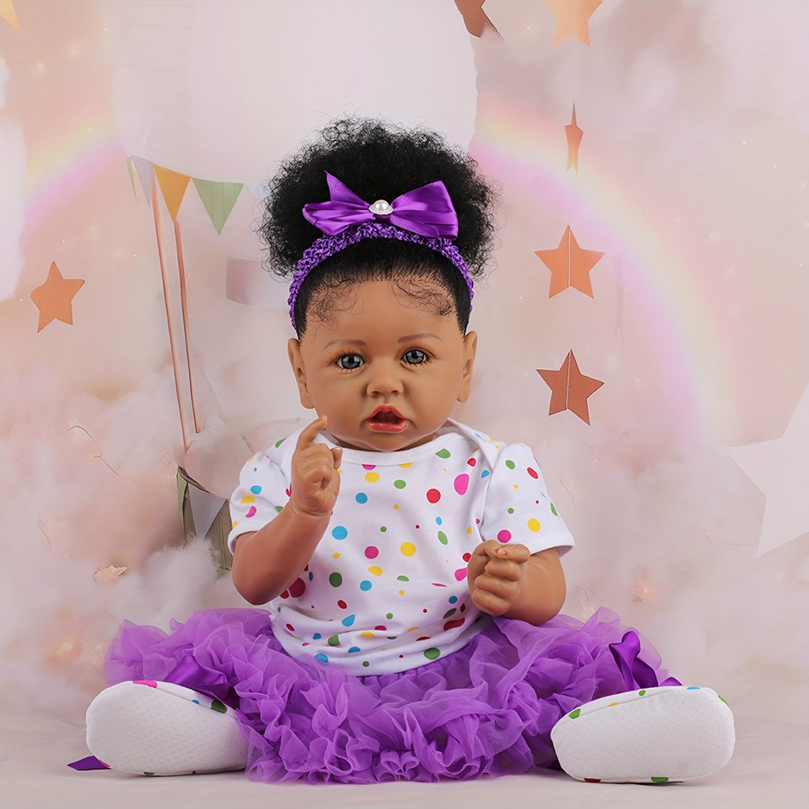 Realistic 55 Reborn Baby Doll African American Newborn Vinyl Material