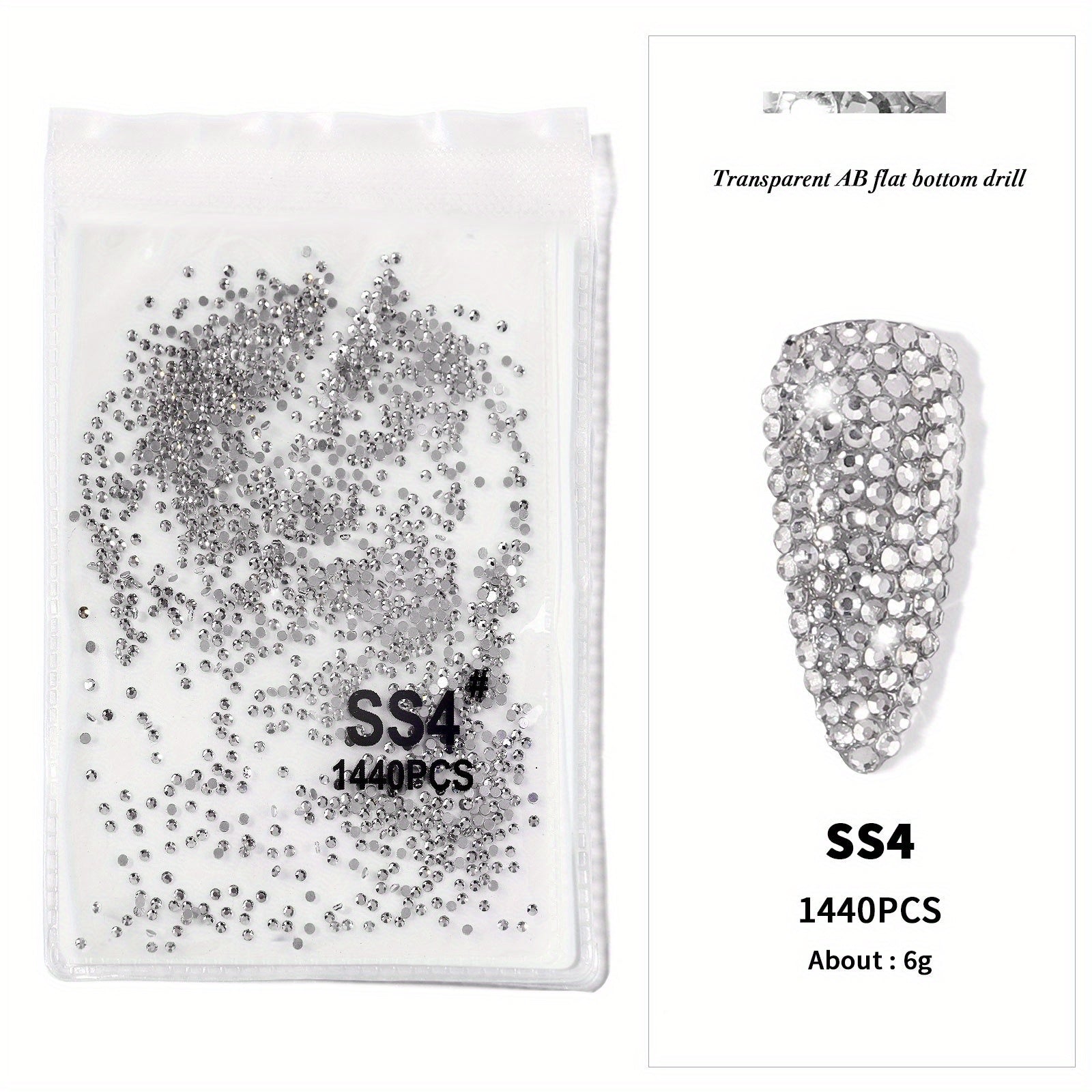 1440Pcs Rhinestones Nail Art Round Crystals Strass Glass Nail Charms