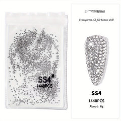 1440Pcs Rhinestones Nail Art Round Crystals Strass Glass Nail Charms