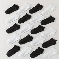 20 Pairs Solid Socks Comfy & Breathable All match Socks Women's Stockings