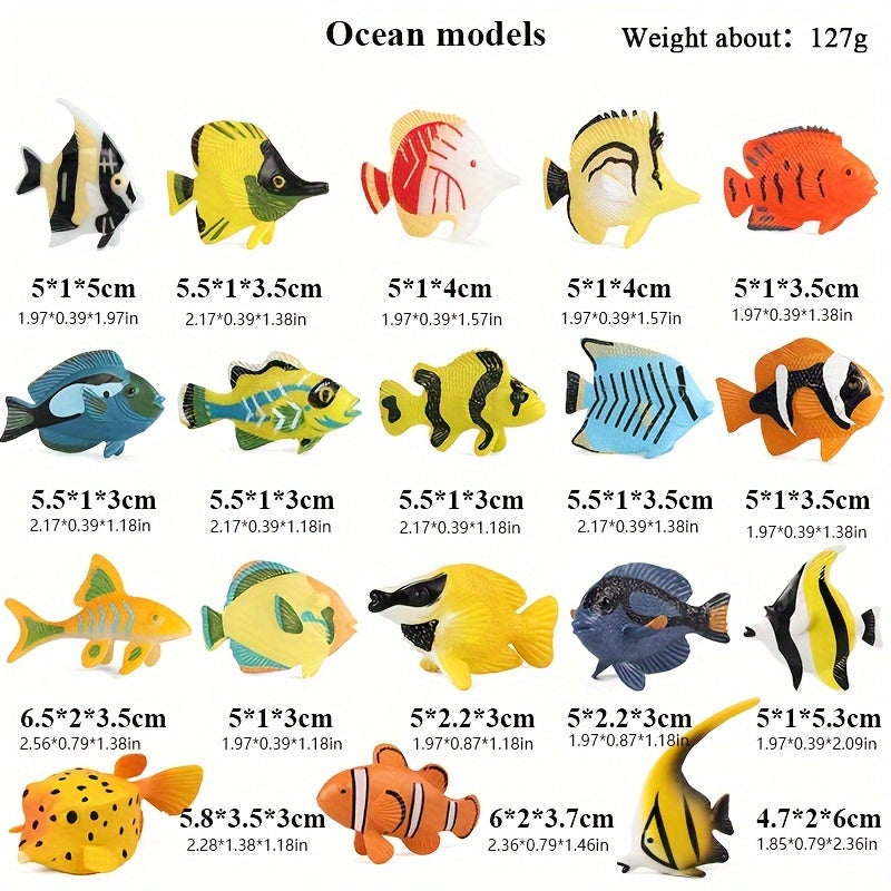 18pcs Mini Tropical Fish Set Ocean World Models for Kids