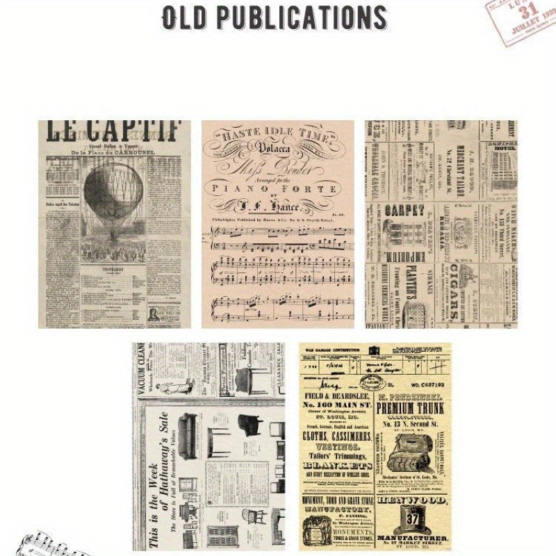 50 Sheets Retro Scrapbooking Label Diary Album Stationery Art Journal Planner