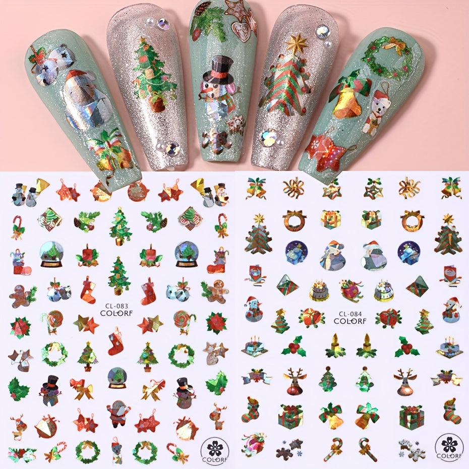 3D Christmas Nail Art Sticker Green Christmas Tree Self Adhesive Sliders