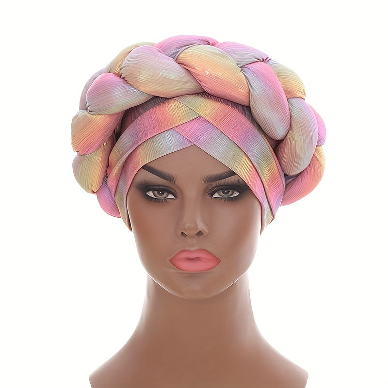 Pink Gradient Turban Cap Beanie For Women Elastic Headwear