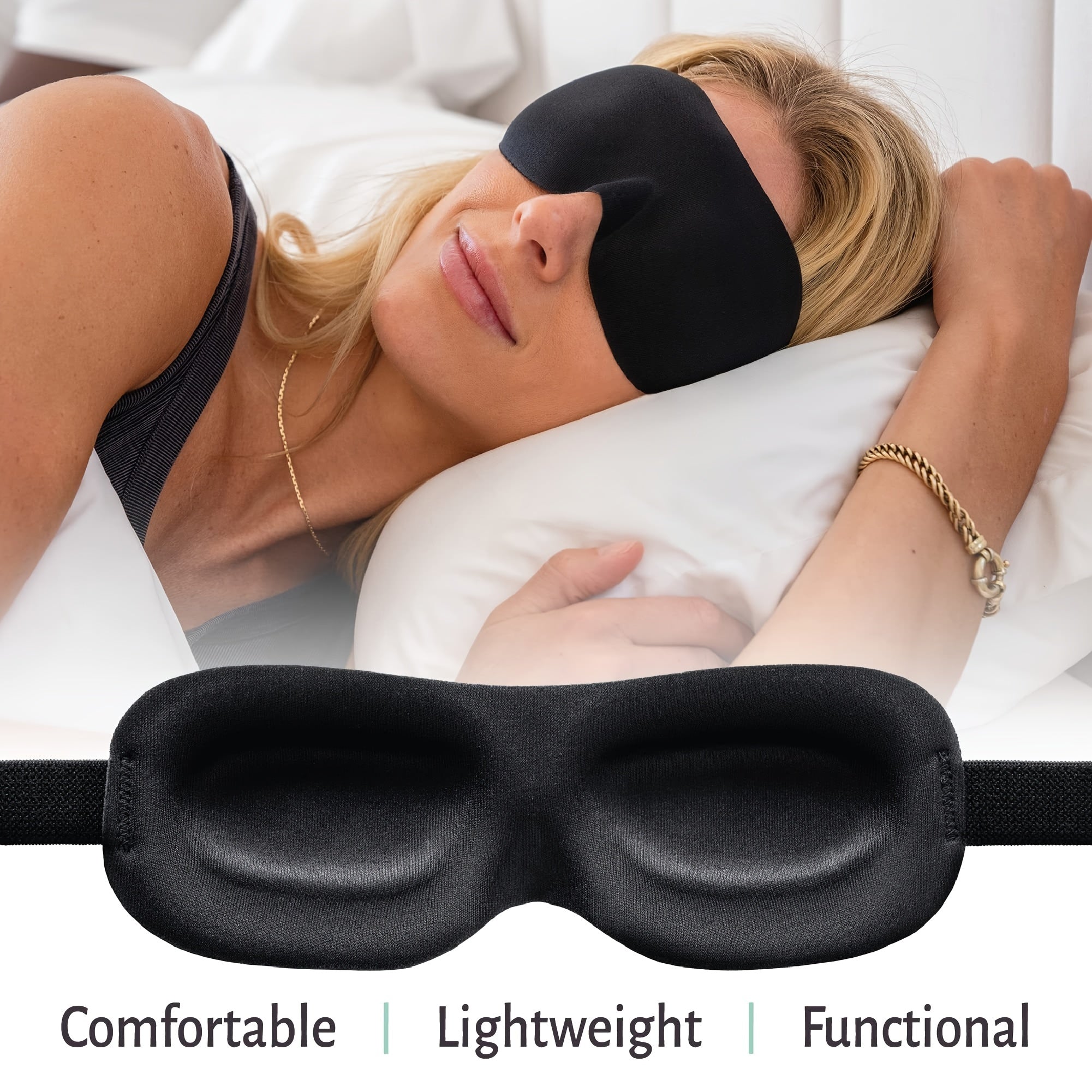 3D Sleep Mask Memory Foam Eye Mask Contoured Blindfold Travel Nap Aid