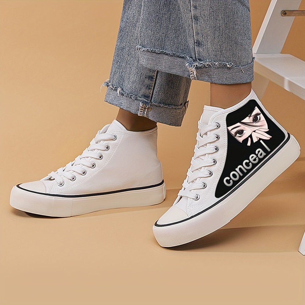 Anime Girl Pattern Lightweight High Top Canvas Sneakers