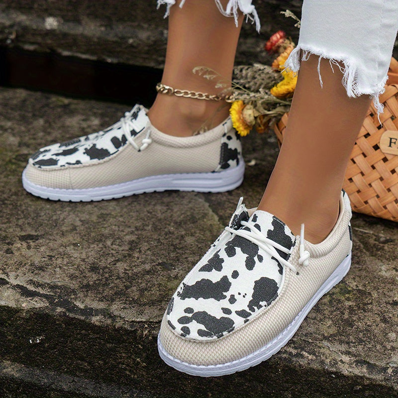 Women's Dairy Cow Pattern Outdoor Shoes Casual Comfortable Walking Shoes