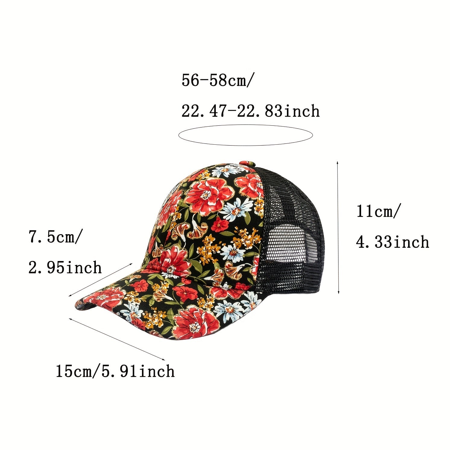 Vintage Flower Trucker Hat Mesh Baseball Cap Dad Hats for Women