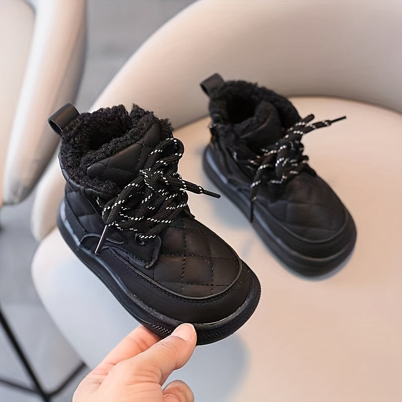 JIAGEYA Girls' Casual Fleece Boots Lightweight Warm Wear-resistant