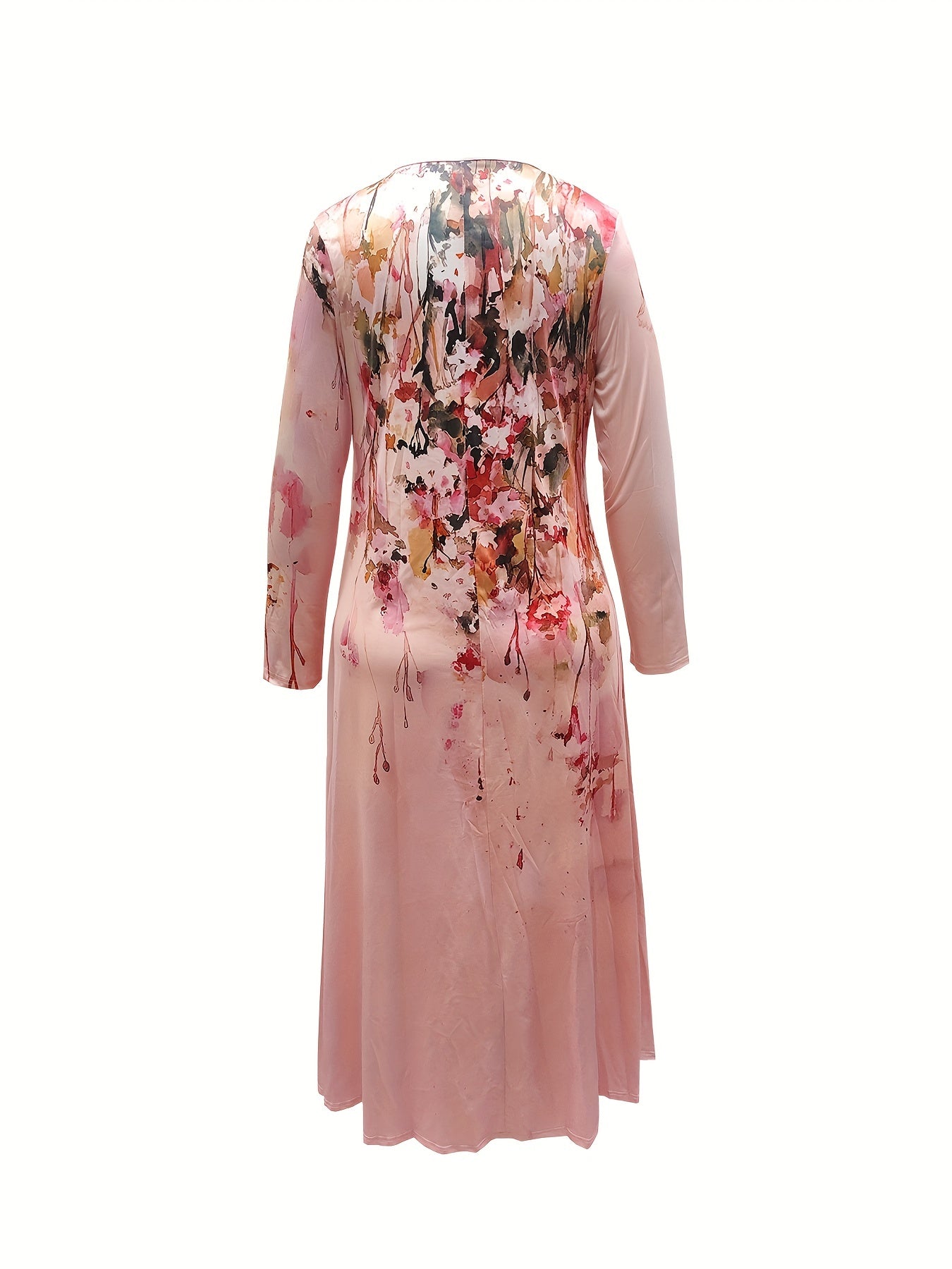  Floral Print Long Sleeve Maxi Dress
