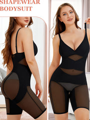 Mesh Shaping Romper V Neck Tummy Control Butt Lift Slimming Body Shaper