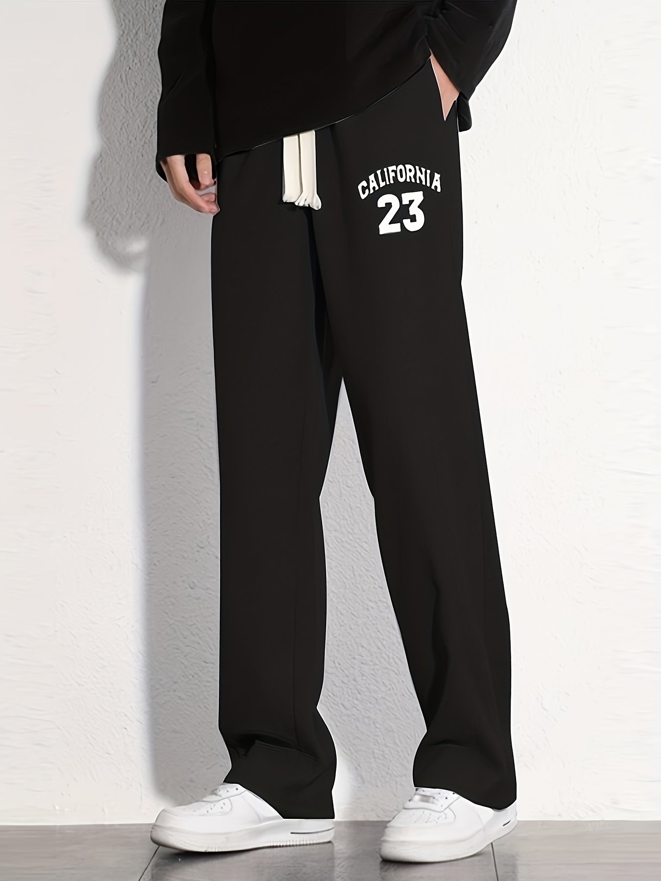 California 58 Cotton Sweatpants Men's Casual Solid Loose Fit Drawstring Pants