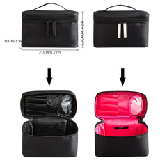 Portable Top Handle Cosmetic Bag Zipper Brush Organizer Makeup Storage Bag