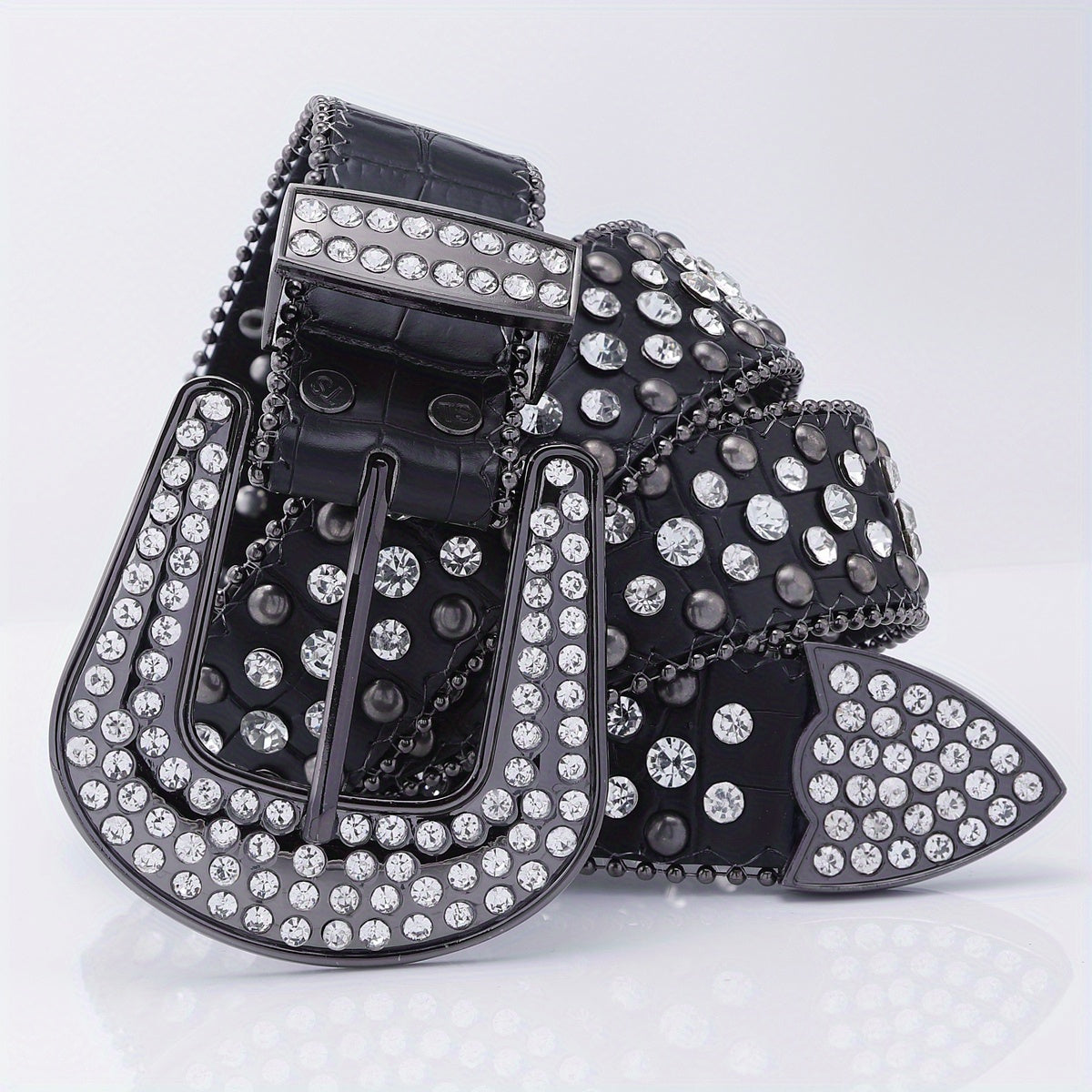 Hip Hop Street Style Diamond Inlaid Leather Belt for Men and Women