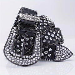 Hip Hop Street Style Diamond Inlaid Leather Belt for Men and Women