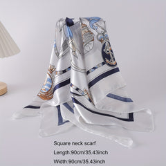 Sailboat Print Bandana Shawl Silk Satin Square Scarf Head Wrap