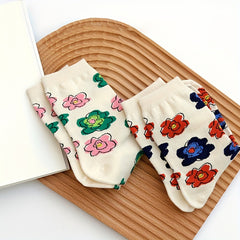 4 Pairs Floral Print Socks Comfy & Breathable Mid Tube Socks Women's Stockings