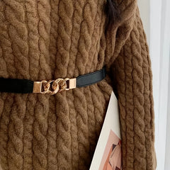 Women's Elastic Thin Belt Waist Seal For Dress Sweater Coat
