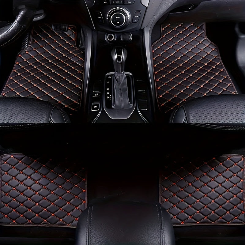 Waterproof Universal Car Floor Mats Front & Rear Set PU Leather Carpets