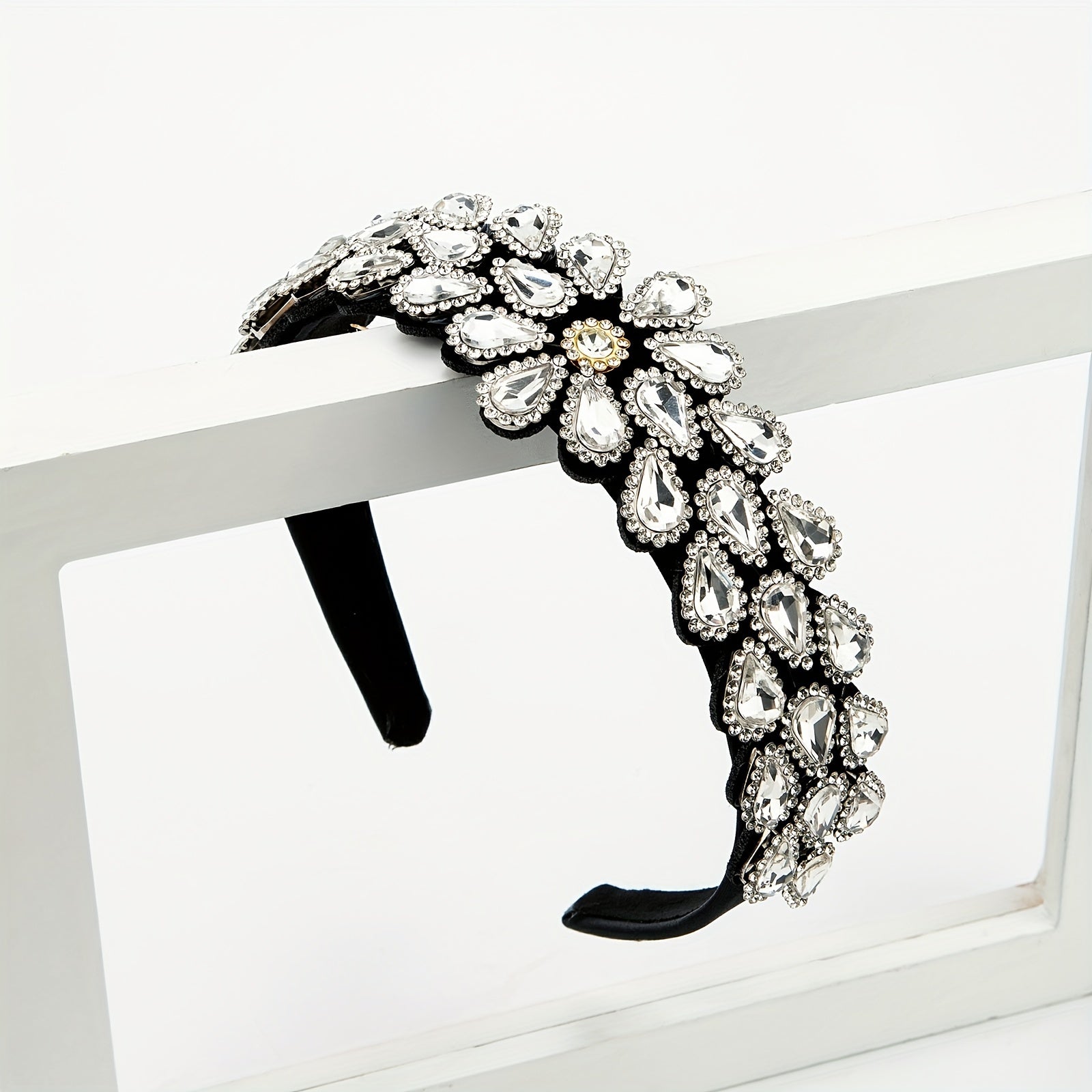 Crystal Rhinestone Headband Baroque Retro Wide Brim Hair Accessory