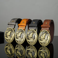 Men's Retro Horse Pattern Buckle Belt Decorative Accessories