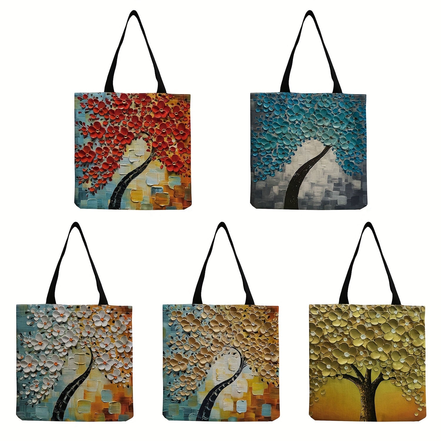 Abstract Pattern Canvas Shoulder Bag Lightweight Shopper Bag