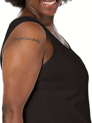  Casual Tank Top Solid Round Neck Medium Stretch