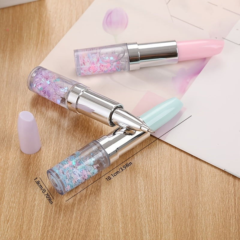 0.5mm Gel Pen for Girls with Lipstick Pen & Red Pocket Bag