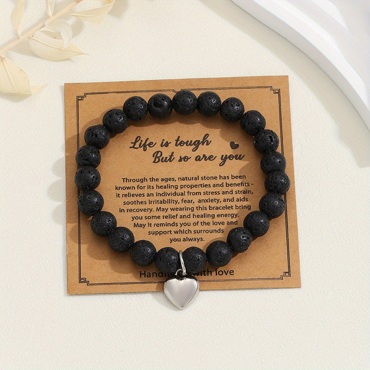Amethyst Healing Bracelet Love Heart Pendant Energy Healing & Relax Anxiety