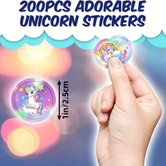 500 Purple Fantasy Unicorn Stickers Roll - DIY Decoration