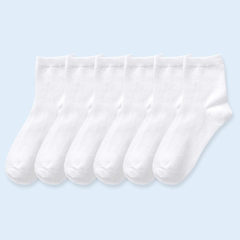 6 Pairs Solid Crew Socks for Women