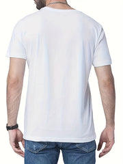Retro Print Men's Graphic Crew Neck Tee Casual Comfy Tshirt