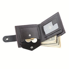 Men's Casual Coin Wallet PU Leather Zipper Closure Multiple Credit Card Holder