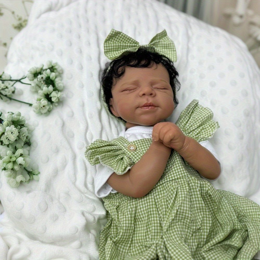 19 Inch Reborn Doll Green Gingham Dress