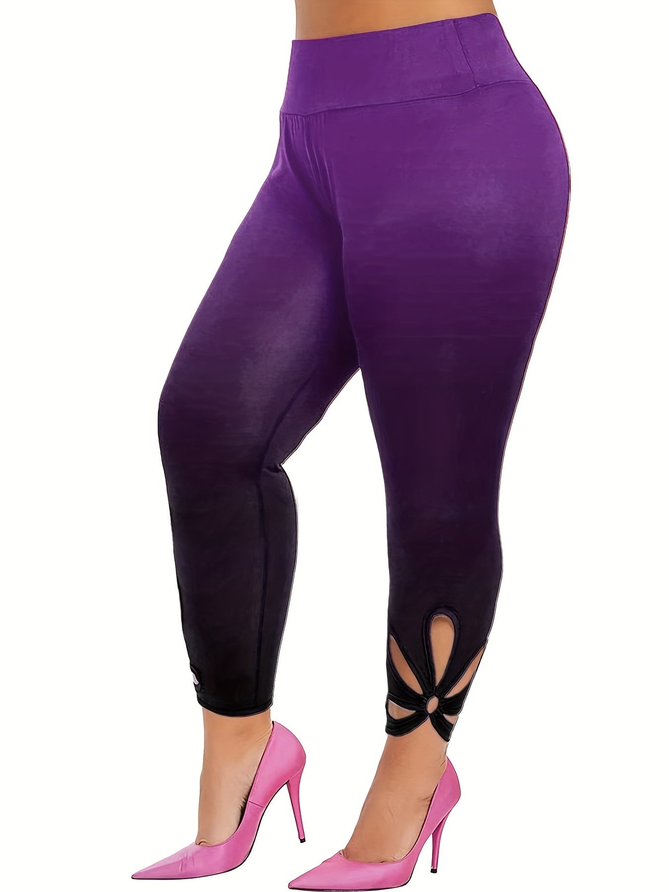  Sexy Leggings Ombre Side Cut Out High Rise