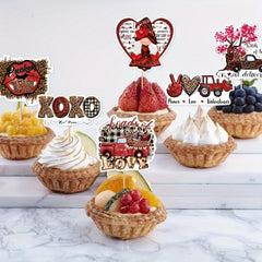12pcs Wedding Party Cupcake Toppers With Sticks