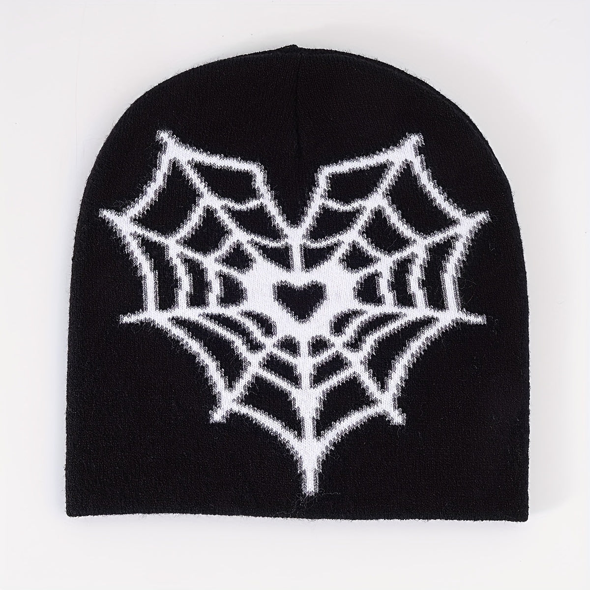 Heart Spider Web Beanie Gothic Knit Hat Y2K Skull Cap Warm Elastic Beanies