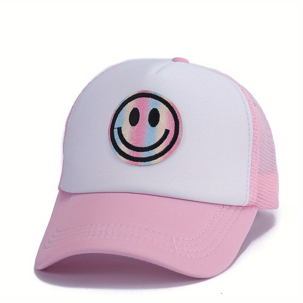 Men's Laser Happy Face Labeling Sponge Adjustable Baseball Cap