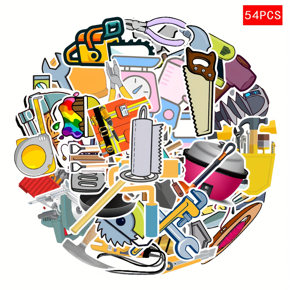 54pcs Anime Tool Mechanical Stickers Self Adhesive PVC DIY Decoration