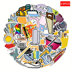 54pcs Anime Tool Mechanical Stickers Self Adhesive PVC DIY Decoration