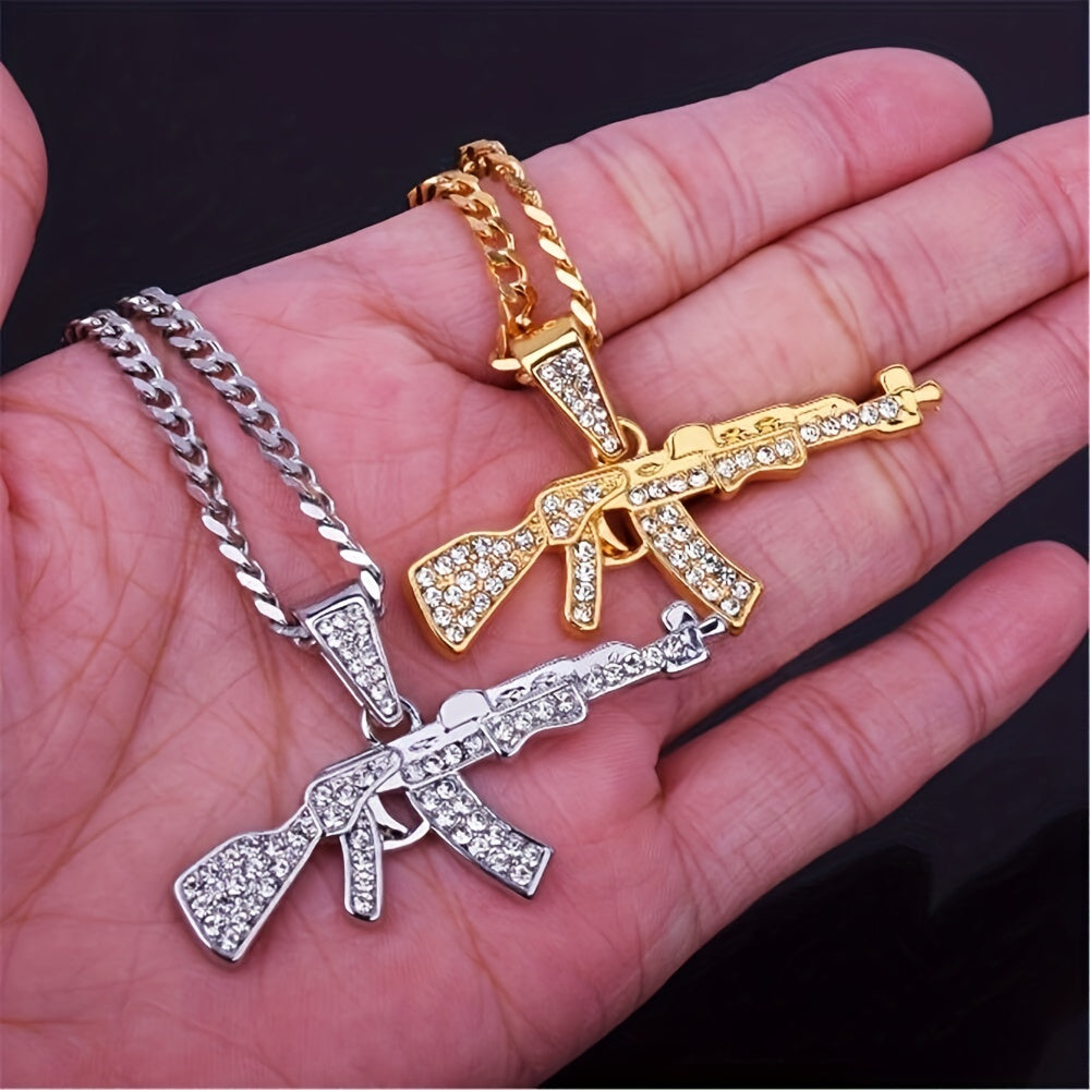 Alloy Punk Hip Hop Necklace Submachine Gun Pendant Necklace