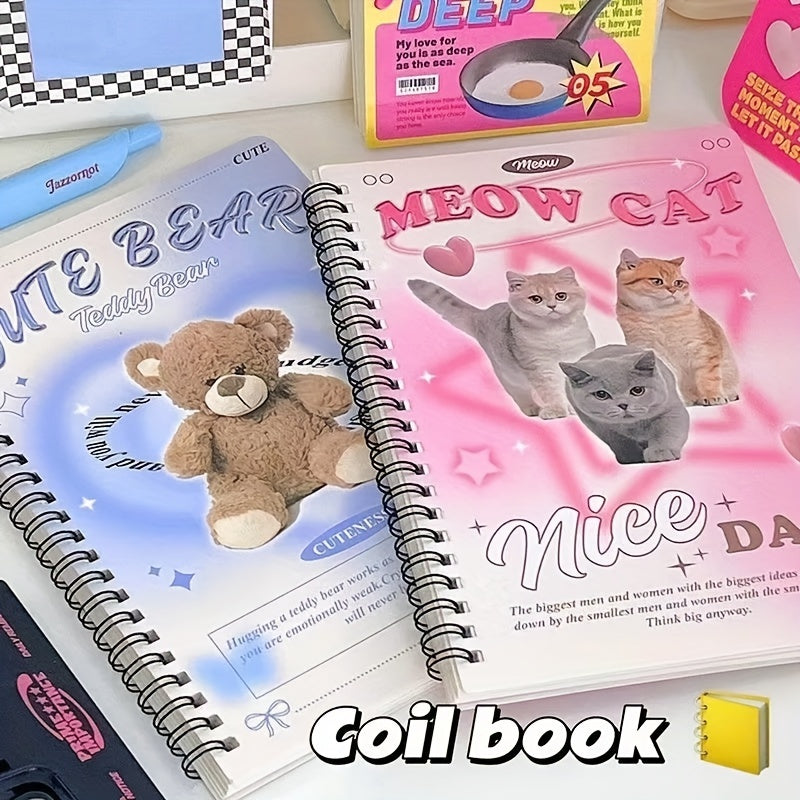 A5 Retro Bear Coil Book Cat Horizontal Notebook
