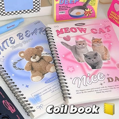 A5 Retro Bear Coil Book Cat Horizontal Notebook