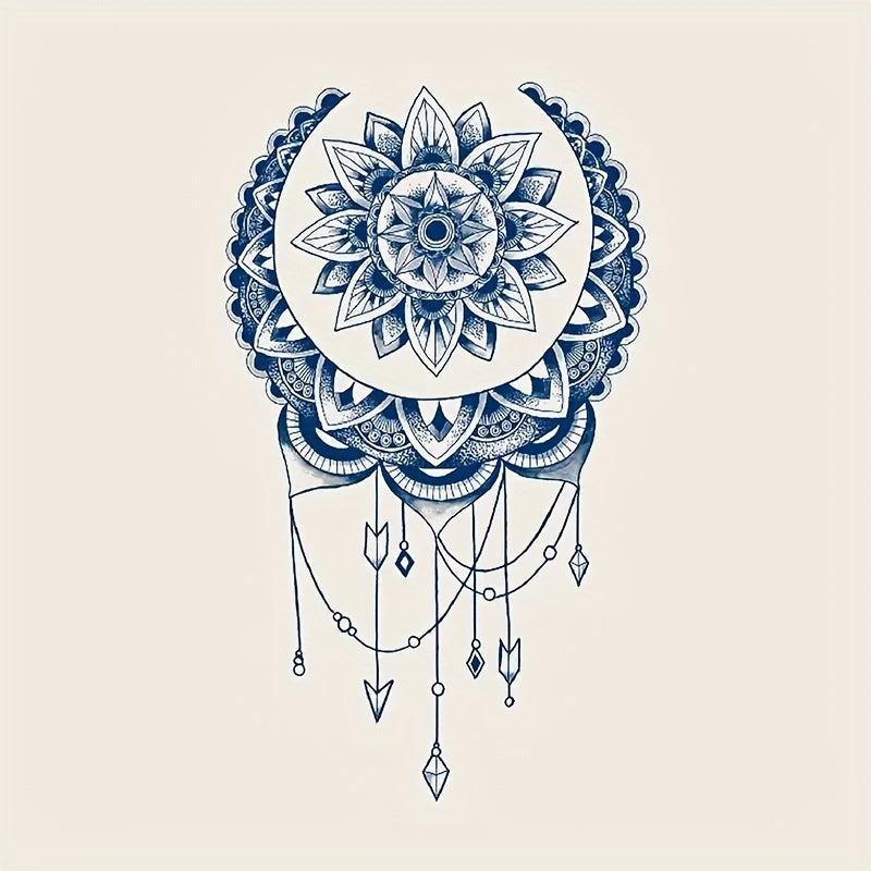 Herbal Juice Semi Permanent Tattoo Sticker Lace Tassel Pattern Body Art Tattoo