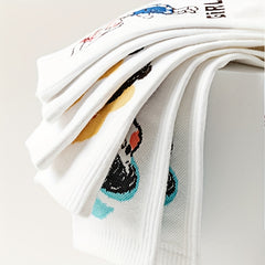 5 Pairs Cartoon Print Socks Comfy & Mid Tube Socks Women's Stockings