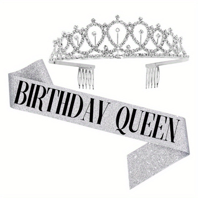 Princess Style Rhinestone Headband and Belt Set for Girls