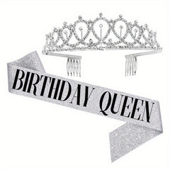 Princess Style Rhinestone Headband and Belt Set for Girls