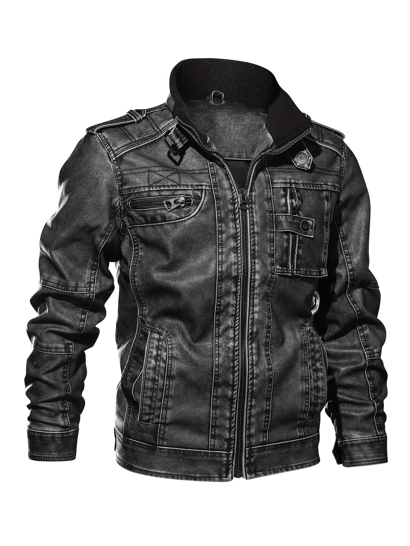 Men's Casual Vintage Style PU Leather Jacket
