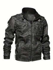 Men's Casual Vintage Style PU Leather Jacket